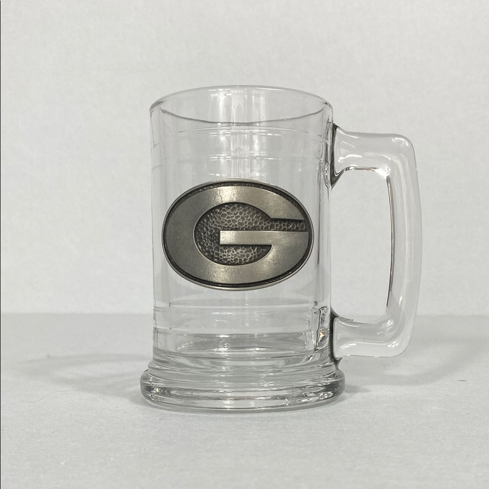 Georgia Bulldogs H&M Clear Glass Mug with Metallic Emblem